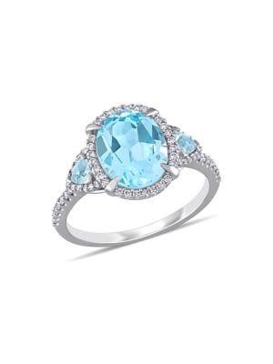 Sonatina 14k White Gold, Blue Topaz & Diamond Ring