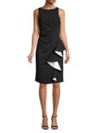 Carmen Marc Valvo Infusion Colorblock Crepe Ruffle Dress