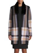 Nipon Boutique Plaid Faux-fur Trim Cardigan