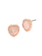 Betsey Johnson Rose Goldtone Heart Stud Earrings