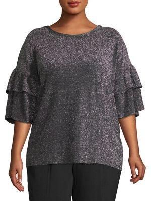 Michael Michael Kors Plus Glitter Tiered-sleeve Top