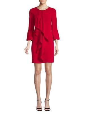 Adrianna Papell Crepe Cascading Draped Shift Dress