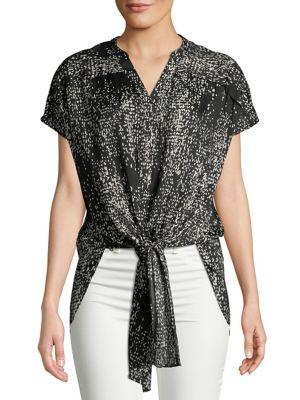 H Halston Tie-front Blouse