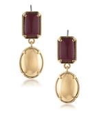 1st And Gorgeous Garnet And Gold Cabochon Double-drop Earrings