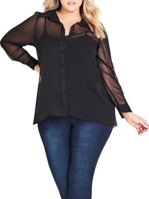 City Chic Plus Dynamic Relaxed-fit Button-down Shirt