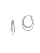 Lord & Taylor Diamond & Sterling Silver Hoop Earrings- 0.90in