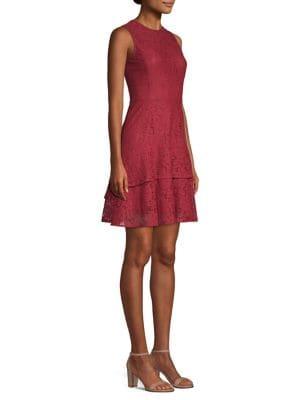 Michael Michael Kors Sleeveless Lace Flounce Dress