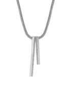 Lord & Taylor Sterling Silver Diamond Pave Linear Drop Pendant Necklace, 0.20 Tcw