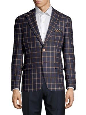 Tallia Orange Windowpane Wool-blend Sportcoat