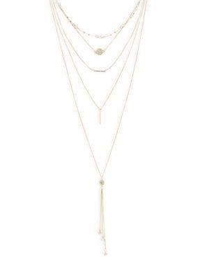 Design Lab Goldtone And Glass Stone Layered Pendant Necklace