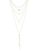 Design Lab Goldtone And Glass Stone Layered Pendant Necklace