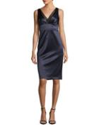 Vera Wang V-neck Satin Dress