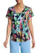 Calvin Klein Performance Tropical V-neck Tier-hem Tee