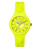 Versus Versace Fire Island Goldtone Yellow Silicone Strap Watch