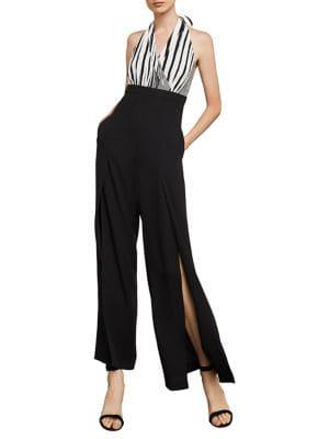 Bcbgmaxazria Sleeveless Striped Halter Jumpsuit