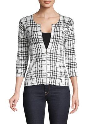 Context Petite Plaid Zip Sweater