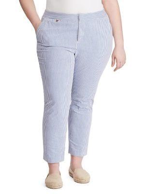 Lauren Ralph Lauren Plus Plus Seersucker Skinny Pants