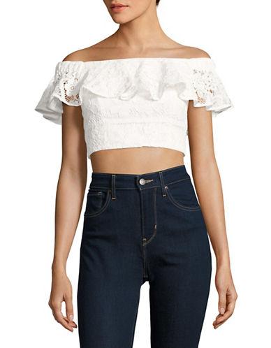 Wayf Cotton Lace Cropped Top