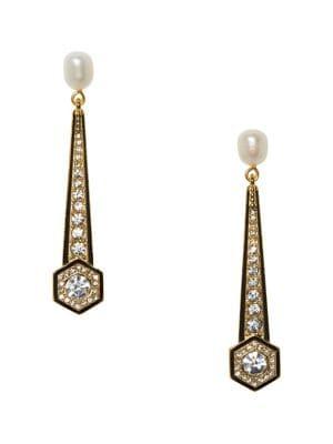 Vince Camuto Statement Goldtone, Pearl & Crystal Drop Earrings