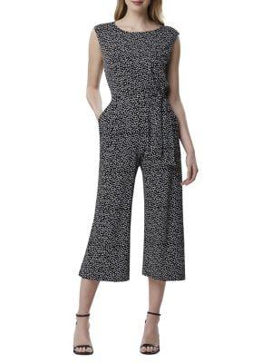 Tahari Arthur S. Levine Dotted Tie Waist Jumpsuit