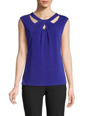 Kasper Twist-neck Sleeveless Top