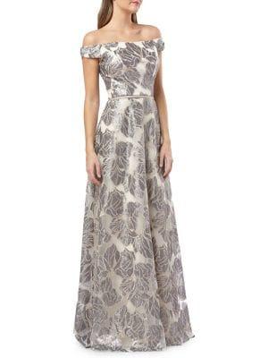 Carmen Marc Valvo Infusion Off-the-shoulder Floral Ball Gown