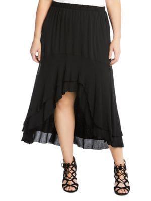 Karen By Karen Kane Plus Asymmetric Raw Hem Skirt