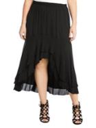 Karen By Karen Kane Plus Asymmetric Raw Hem Skirt