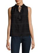 Lord & Taylor Petite Keyhole Sleeveless Embroidered Top