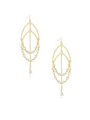 Jessica Simpson Core Crystals Double Tear Chain Goldtone Earrings