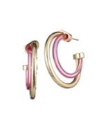 Trina By Trina Turk Vintage Moment Goldtone & Pink Resin Double Hoop Earrings