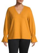 Michael Michael Kors Plus V-neck Ruffle Top