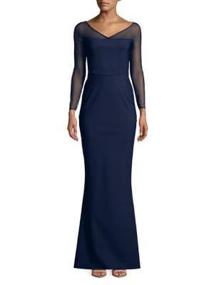 Chiara Boni La Petite Robe Long-sleeve Illusion Gown