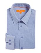 Tallia Orange Knit Cotton Button-down Shirt