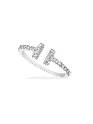 Morris & David 14k White Gold & Diamond Open Ring