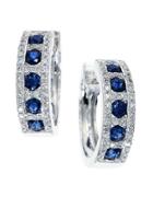 Effy Royale Bleu Sapphire, Diamond And 14k White Gold Hoop Earrings