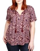 Lucky Brand Plus Printed Short-sleeve Blouse