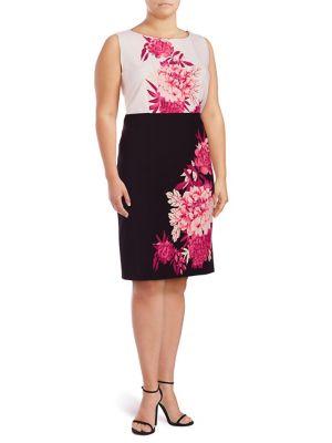 Gabby Skye Plus Floral Sleeveless Sheath Dress