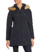 Jessica Simpson Faux Fur Trimmed Quilted Walking Coat