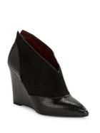 Marc Jacobs Mae Embossed Leather And Suede Wedges