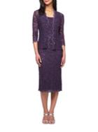 Alex Evenings Sequined Lace Dress And Jacket