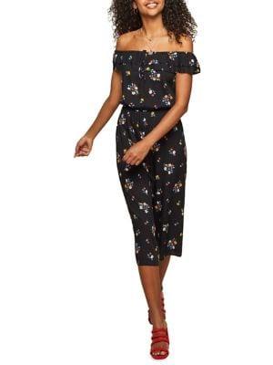 Miss Selfridge Printed Off-the-shoulder Jumpsuit