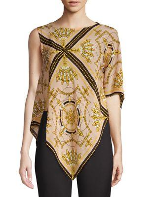 Marella Matras Silk One-shoulder Handkerchief Top