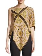 Marella Matras Silk One-shoulder Handkerchief Top