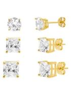 Lord & Taylor 3-pair 14k Goldplated Sterling Silver & Crystal Stud Earrings