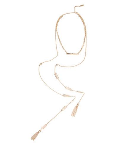 Kensie Lace Layered Tassel Goldtone Necklace
