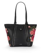 Calvin Klein Embroidered Floral Leather Tote