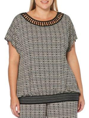 Rafaella Plus Printed Cut-out Top