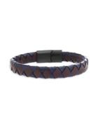 Lord & Taylor Two-tone Stainless Steel & Woven Leather Bracelet