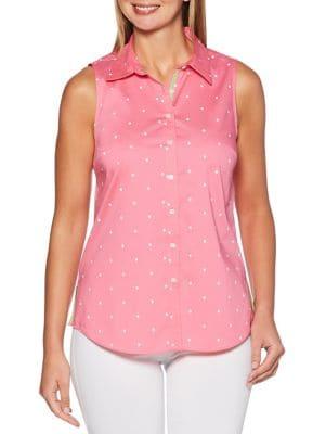 Rafaella Petite Polka Dots Button-down Shirt